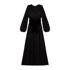 The Kooples Black Maxi Dress with Ruffles and Velvet Back Tie Sz M